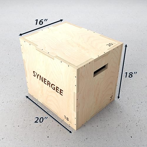 Vista 2 de Synergee 3 in 1 Wood Plyometric Box for Jump Training and Conditioning. All in One Jump Trainer. Sizes 30/24/20, 24/20/16, 20/18/16, 16/14/12 Plyo