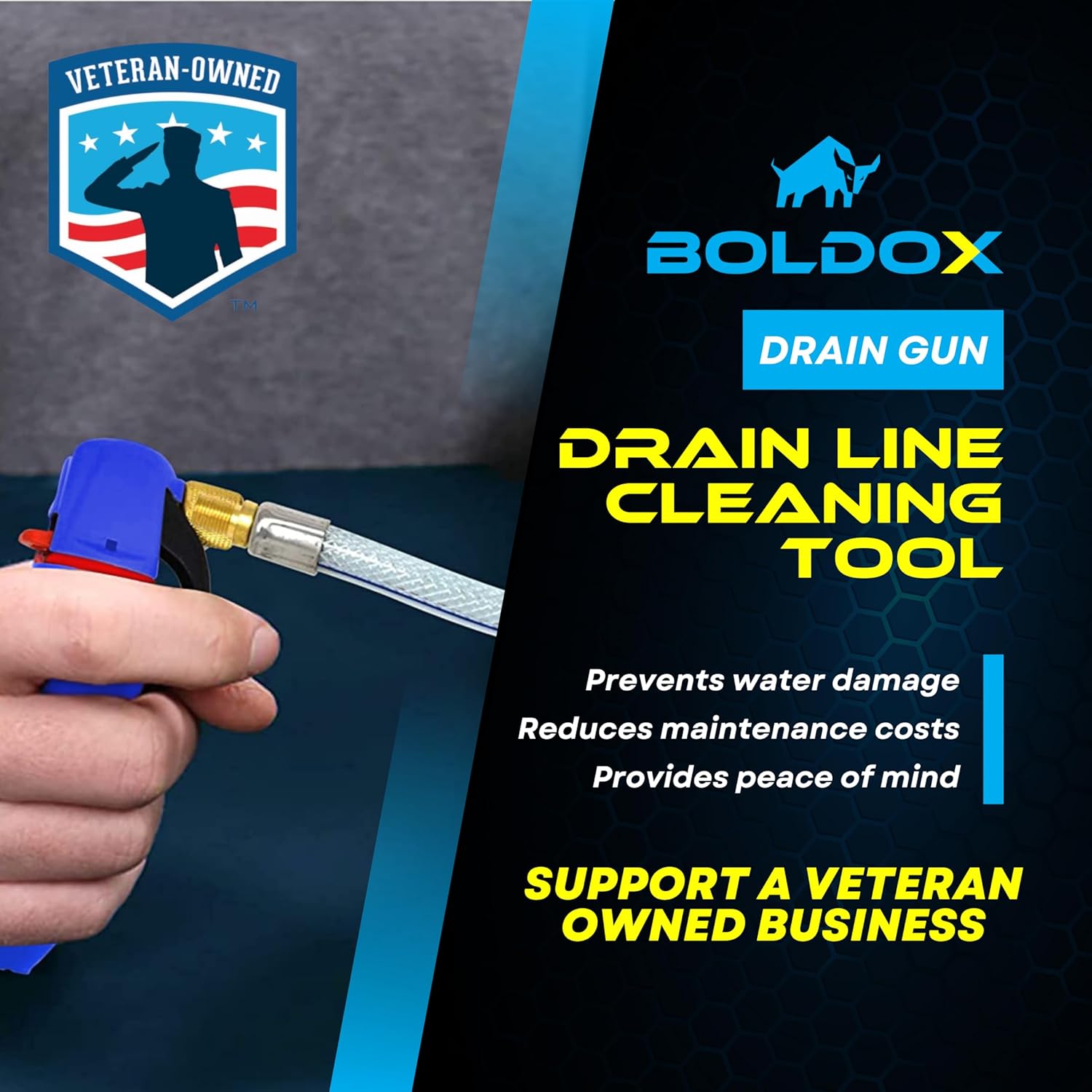 Drain Gun AC Condensate Line Cleaner with 4 Threaded CO2 Cartridges - Clears Buildup & Debris in AC Drain Tubes - How To Unclog AC Drain Pipe & Condensation Drain Trap - DIY HVAC Tools by Boldox