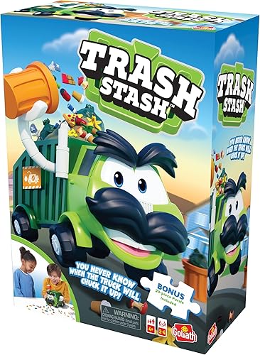 Miniatura 8 de Goliath Juego de basura con rompecabezas de 24 piezas  Llena el bote de basura, mira cómo se vierte en un camión de basura o camión Chucks It Up