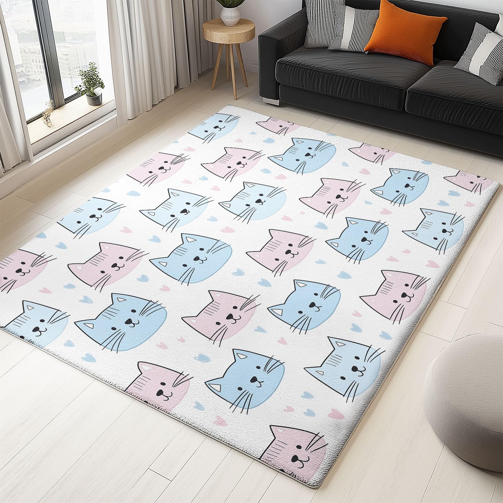 Tapis salon visages de chat antidérapant pour éviter les glissades dans la chambre