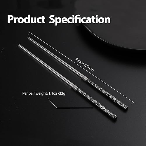 Miniatura 5 de Hagary Palillos de tigre de metal reutilizables diseñados en Corea, estilo japonés, acero inoxidable 316 1810, antideslizantes, aptos para