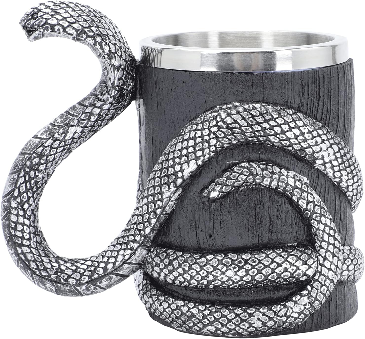 Campfire Coffee Mug Espresso Shot Glasses Stainless Steel Snake Coffee Mug Resin Drink Cup Tankard Beer Stein Viking Beer Mugs for Men Camping Mugs Metal Water Mug