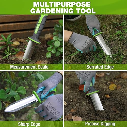 Vista 2 de WORKPRO Hori Hori - Cuchillo de jardín, hoja de acero inoxidable de 7 pulgadas con borde de corte, herramientas de jardín con funda Oxford, mango