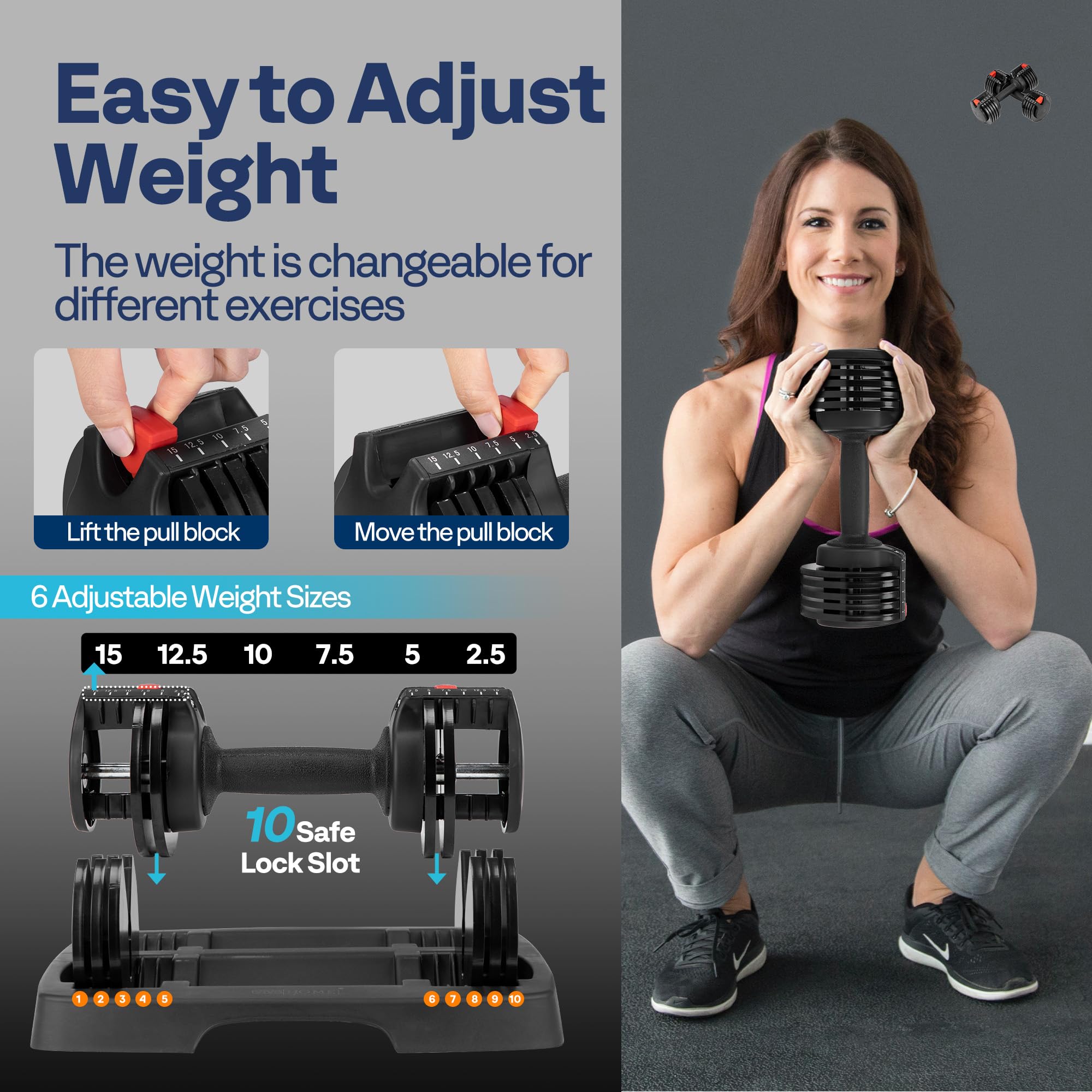 Set Manubri E Bilanciere Regolabile 10kg | Per Allenamento Casa | Multifunzione
