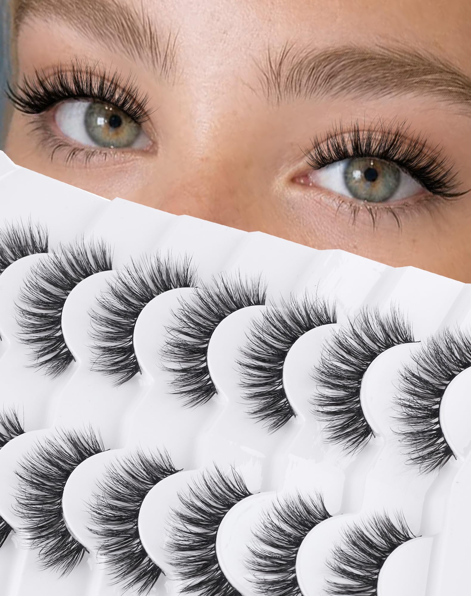 Onlyall Natural Wispy Lashes - Natural Look -10 Onlyall Natural Wispy Lashes - Natural Look -10