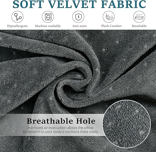 Miniatura 3 de SULICRE 2 fundas de almohada de terciopelo de 18 x 6 pulgadas, con cuello cilíndrico, para dormir, redondas, con cremallera, para almohada