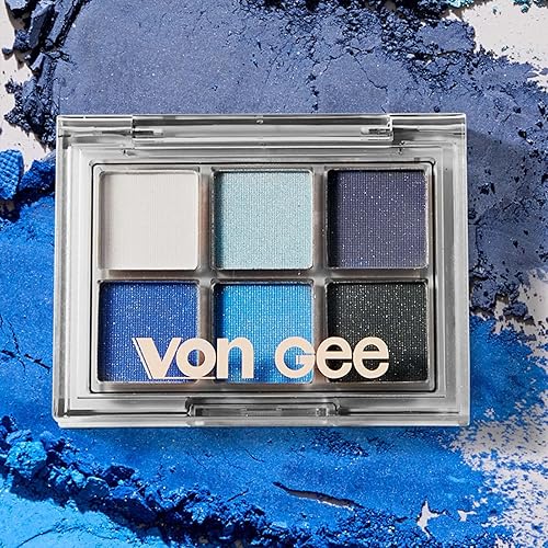 Miniatura 6 de Paleta de sombras de ojos ahumadas, 6 colores fríos paleta de sombra de ojos con purpurina Klein Blue Black Paleta de sombra de ojos Maquillaje