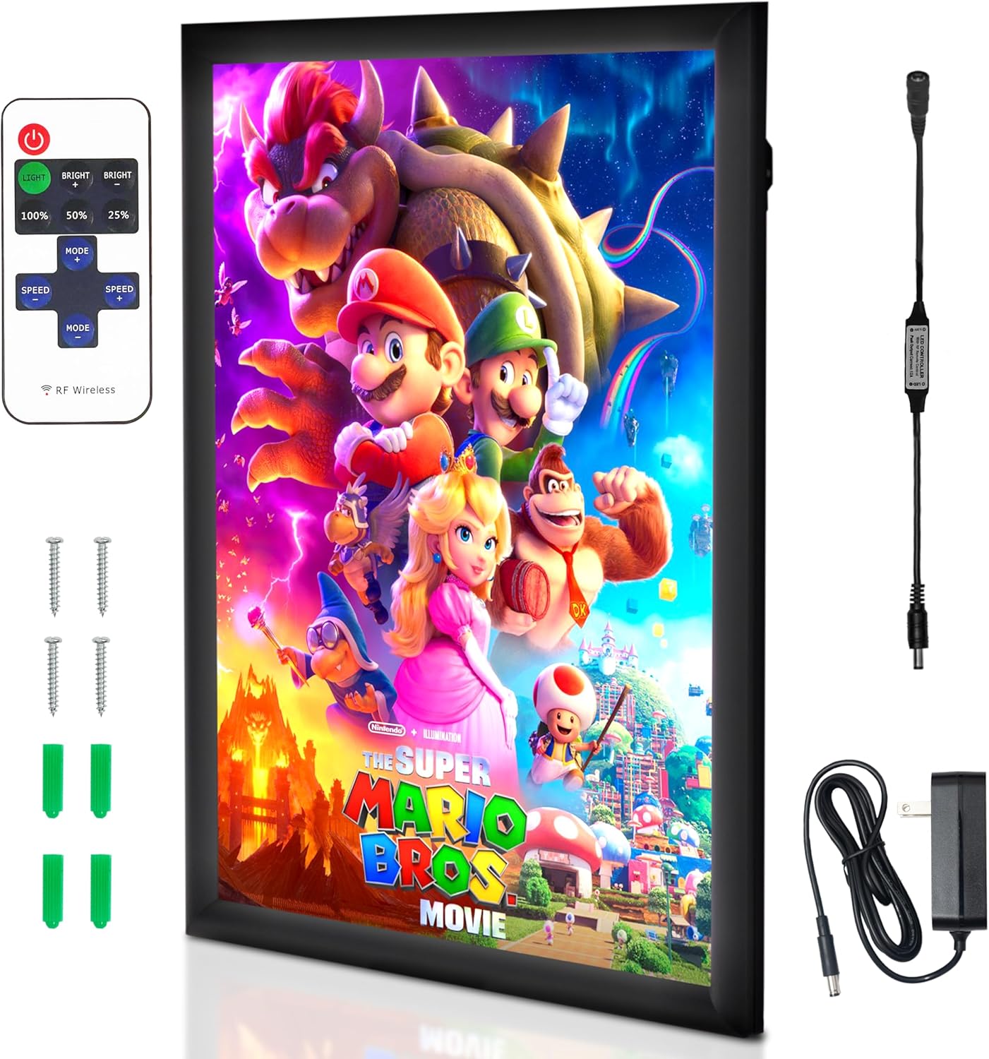 NexaFrame LED Backlit Movie Poster Frame - 27 x 40 Black Cinema Box for Posters, Framed Wall Art Lights for Paintings  Pictures, Digital Signage Display, Lighted Theater Advertising Signs, Light Box