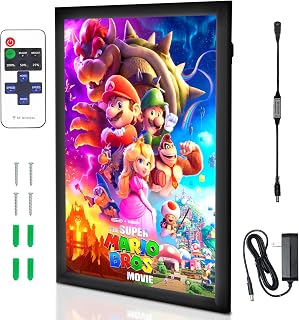 OctoLights NexaFrame 16x24 LED Backlit Movie Poster Frame - Black Cinema Light Box for Posters, Wall Art & Theater Signs