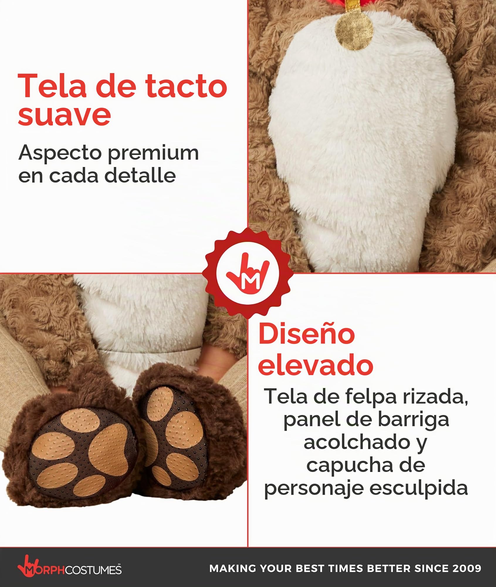 Morph Disfraz Perro Niño, Disfraz Cachorro Halloween Niño | Tabardo de Felpa, Capucha, Cola & Cubrezapatos, Diseño de Cachorro, Perfecto para Halloween, Ideal para Juegos de Rol