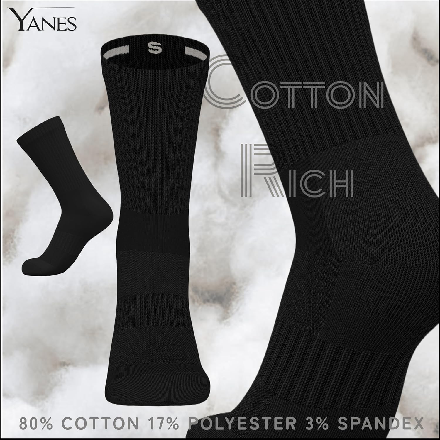 YANES Premium Athletic Unisex Crew Socks for Running, Gym, and Sports, Breathable, Moisture-Wicking Socks for Men and Women - Image 5
