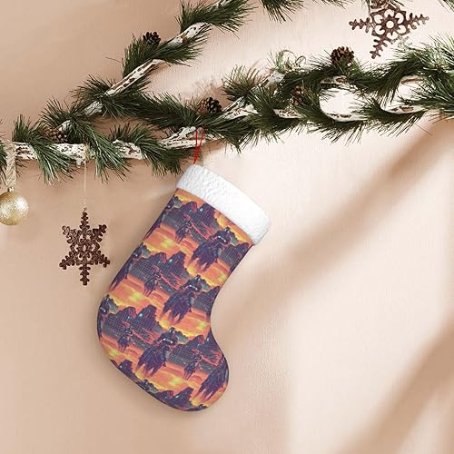 Miniatura 5 de Large Christmas Stockings 18 Inch - Soft Cuff Cyber Retro Western Cowboy Print Family Stockings for Christmas Plush Decorations for Xmas Tree
