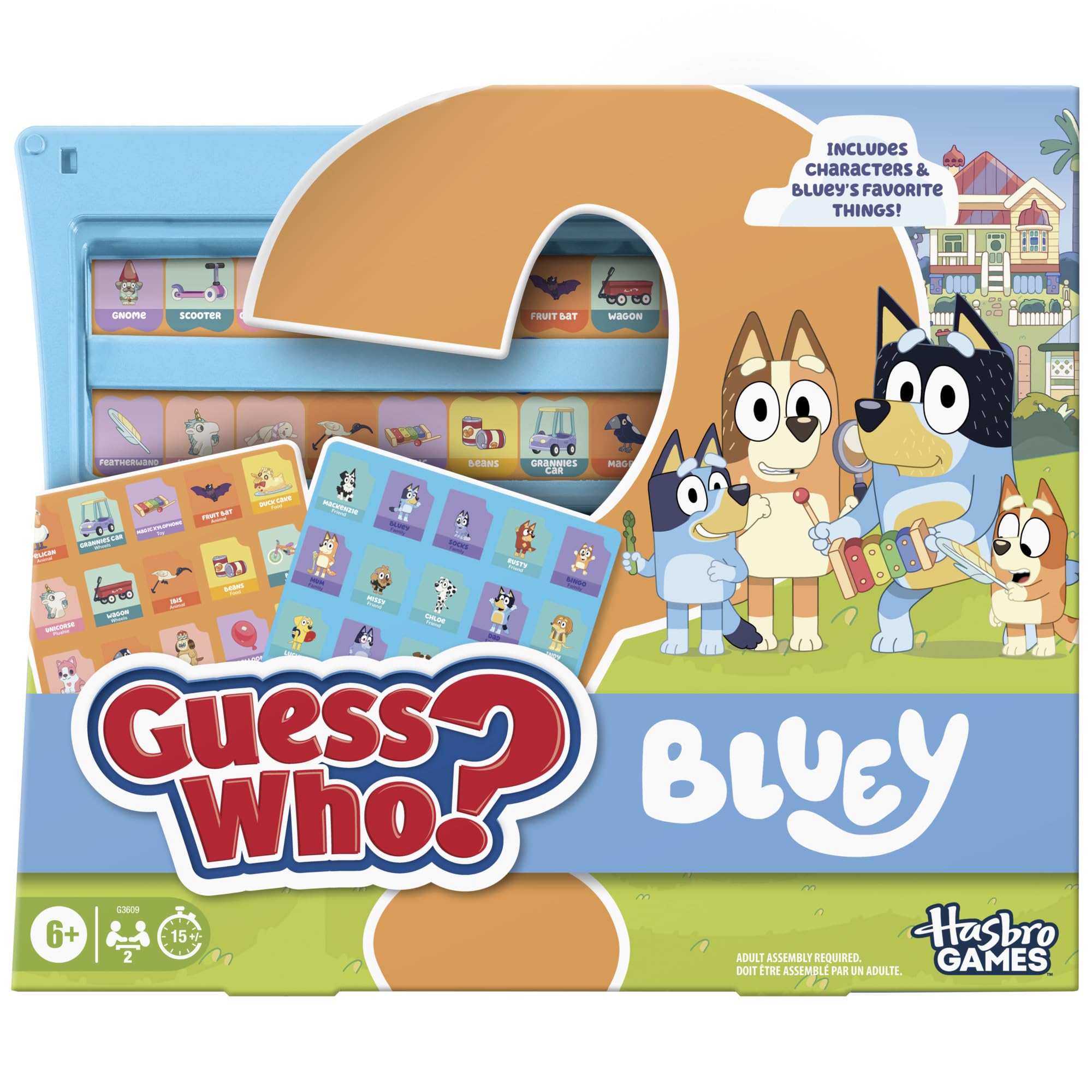 Hasbro Gaming Guess Who? Bluey Edition Game | Bluey Characters and Objects | Fun Kids Board Games for Families | 2 Players | 15 Mins. | Travel Friendly | Ages 6+