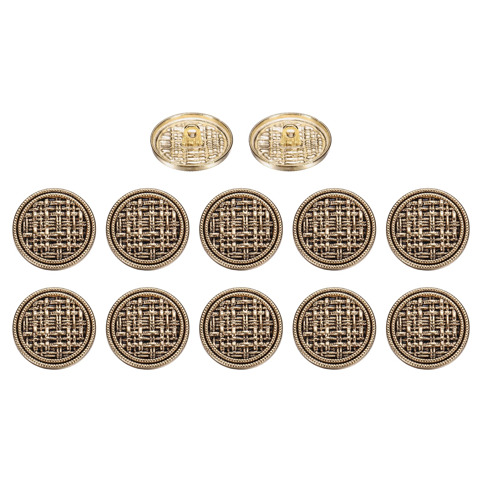 sourcing map 12Pcs Vintage Metal Buttons, 20mm / 0.79" Shank Round Weave Retro Buttons Sewing Accessories for Clothing Coat Uniform Cardigans Blazer Craft DIY, Gold Black