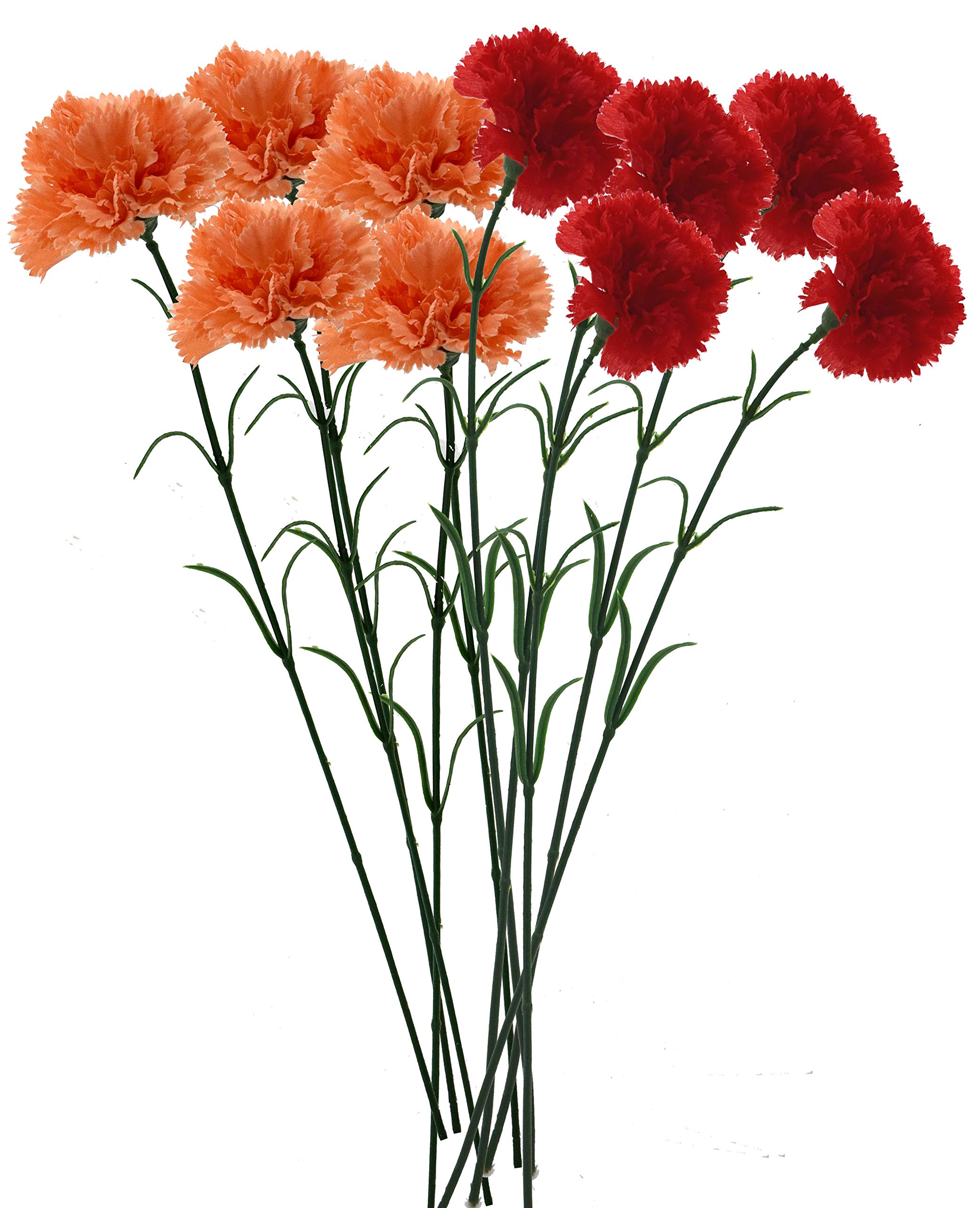 Fourwalls Artificial Synthetic Single Carnation Flower Stick (45 cm Tall, Set of 10, Red-5, Peach-5)-image-28