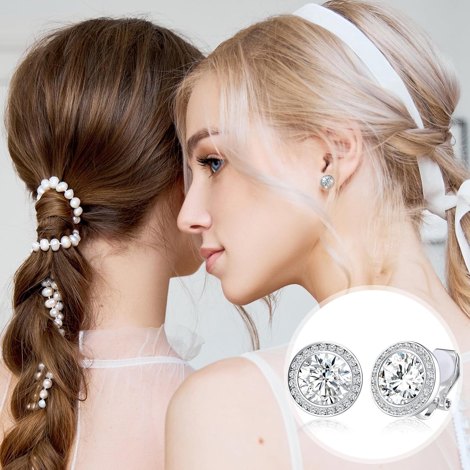 Bonuci 12 Pairs 15 mm Dance Competition Earrings Rhinestone Earring Round Silver Crystal Stud Jewelry for Performance Wedding - Image 6