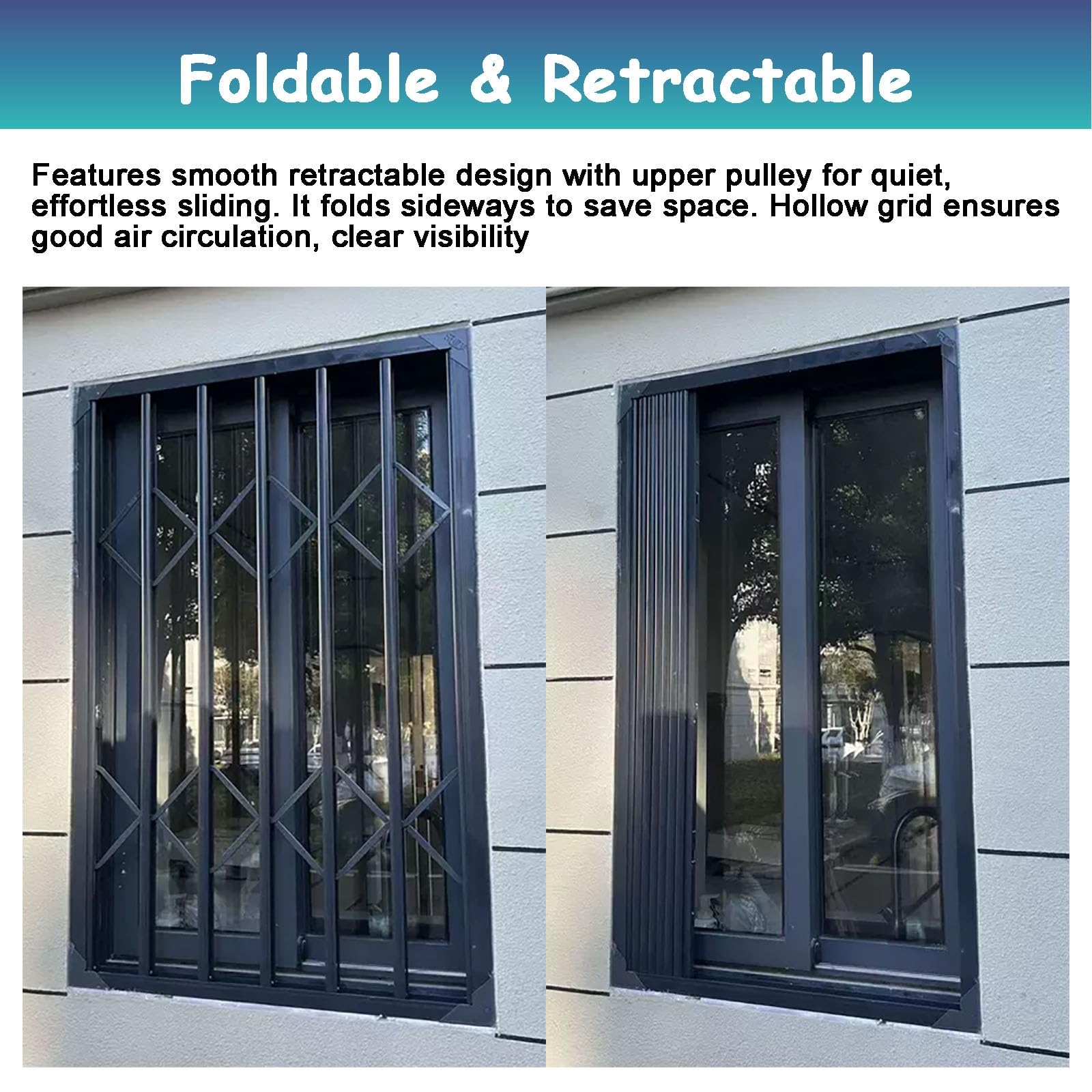 Barras Seguridad Antirrobo Marrones Extra Grandes Puertas/ventanas Con Cerradura | Barrera Seguridad Ventanas Salientes Interior/exterior, Barandilla Plegable Antirrobo(100x120cm/40x48in)