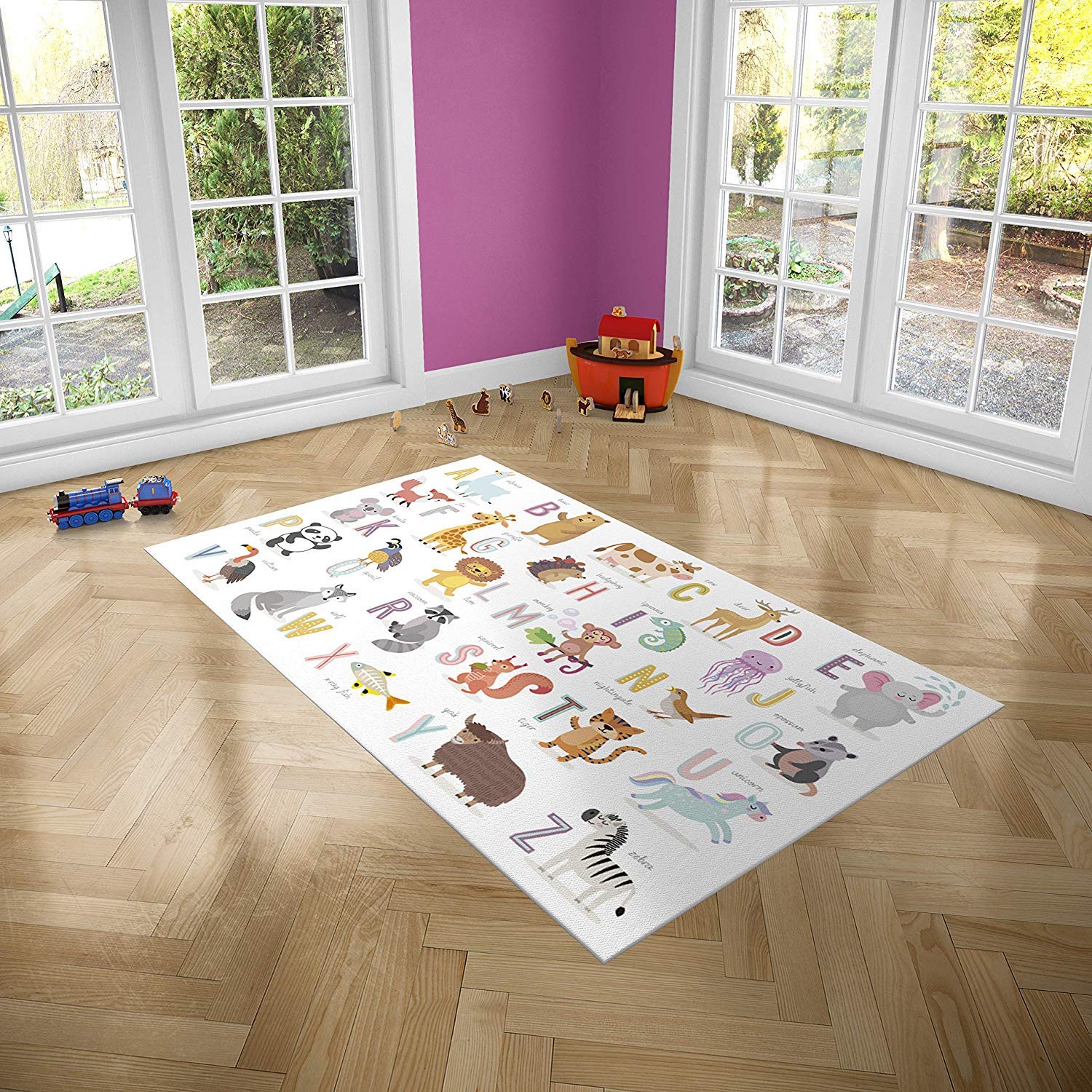 Oedim Alfombra Infantil Abecedario Animales para Habitaciones PVC | 95 x 120 cm |Moqueta PVC | Suelo vinílico | Decoración del Hogar | Suelo Sintasol | Suelo de Protección Infantil |