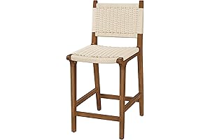 Ball & Cast Kitchen Island Woven Bar Stools | Counter Height Wooden...