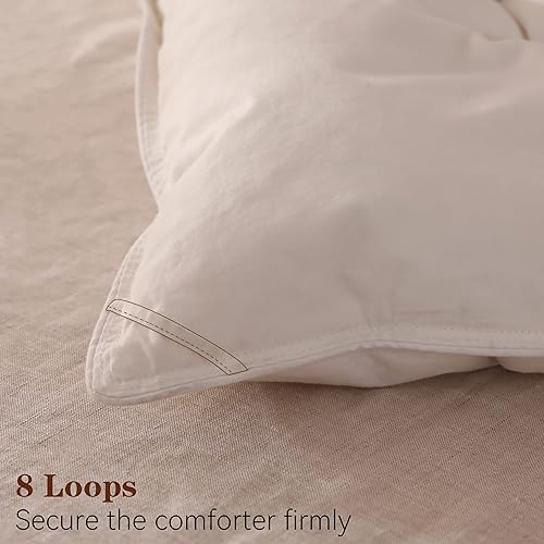 Miniatura 7 de Edredón de plumón 90% de pato, tamaño individual, color blanco, funda de edredón 100% algodón con 8 pestañas de esquina (tamaño individual (68 x 90