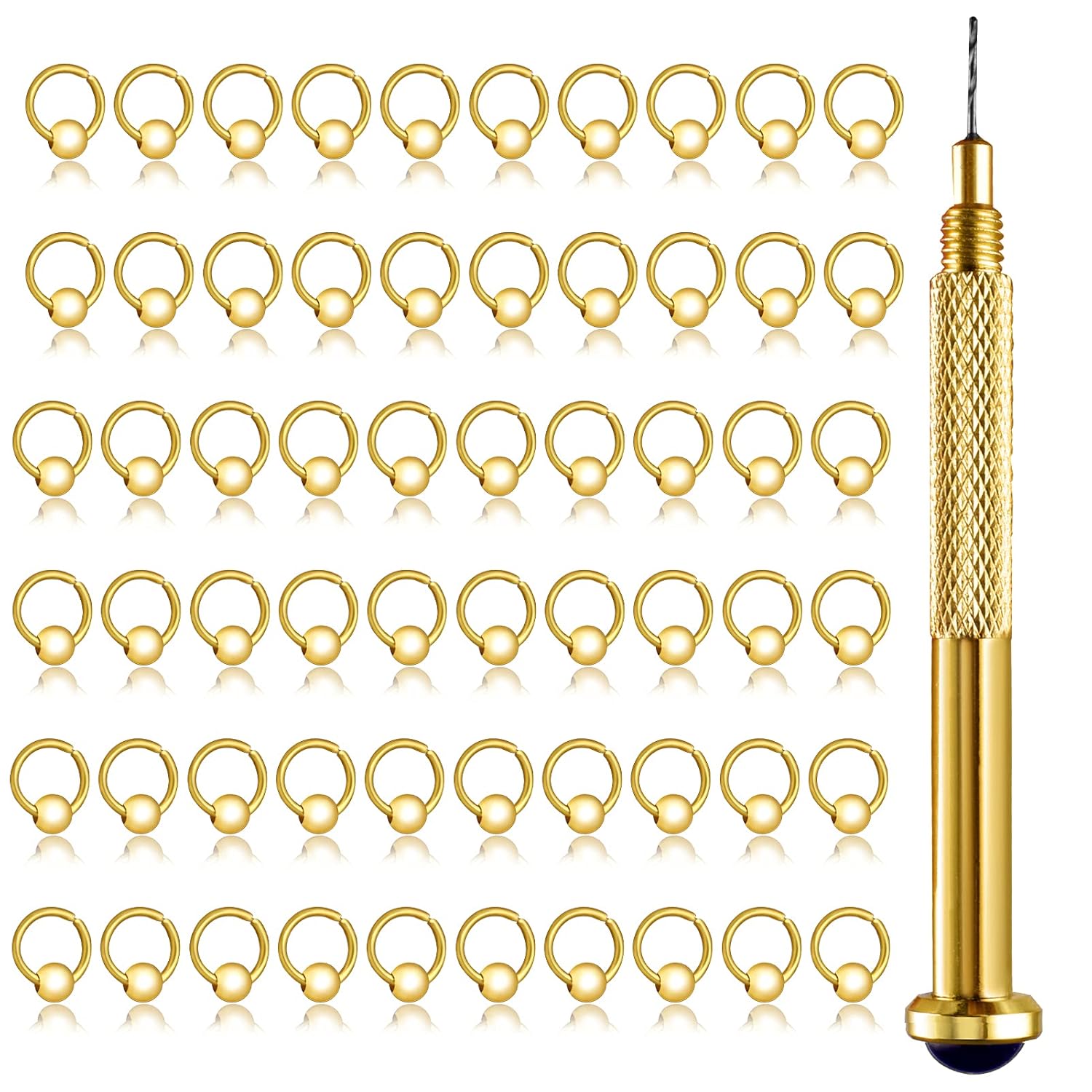 Anfigo Beaded Dangle Nail Charms, 73 Pieces Nail Ring Jewelry and Nail Art Piercing