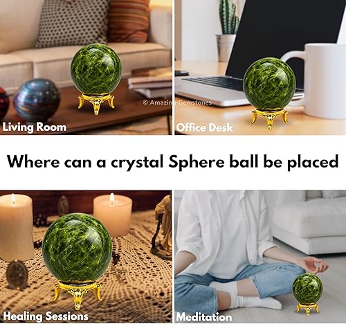 Vista 420 de Amazing Gemstone Black Tourmaline Crystal Ball with Stand - 2" Inches Crystal Sphere Meditation Balls for Witchcraft and Decorative Balls