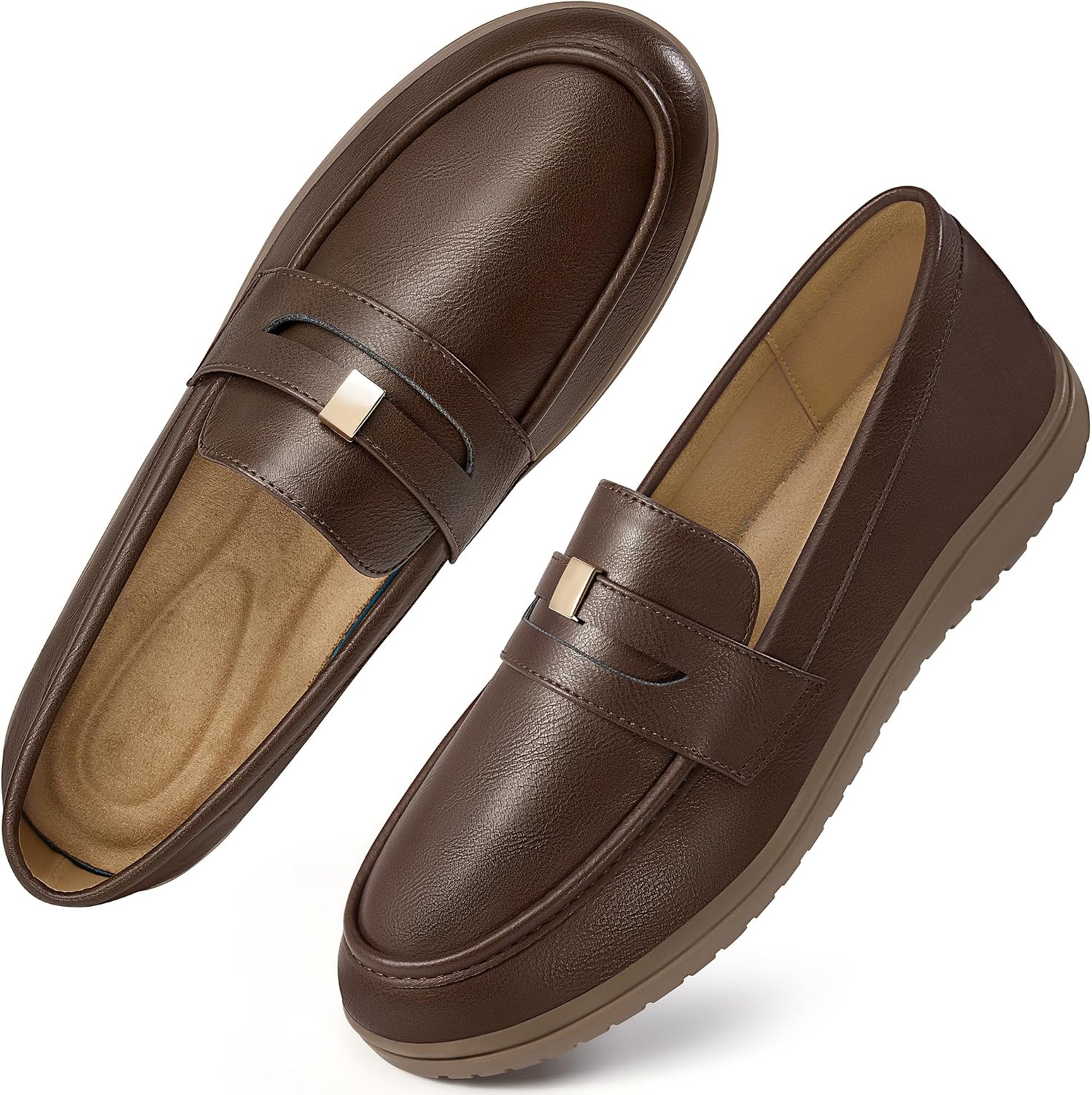 Aomigoct Womens Comfortable Loafers for Work: 8-Hour All-Day Comfort for Standing & Walking - Zero Break-in & 10000+ Steps Pain-Free for Office Workers - Slip-On Penny Loafers