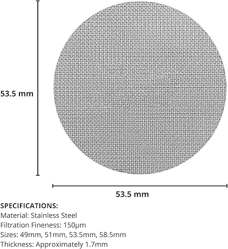 Miniatura 2 de Pantalla de disco expreso, 2.106 in, 0.067 in de grosor, pantalla de filtro de espresso de 150 m para cesta portafiltro, fabricada con malla de