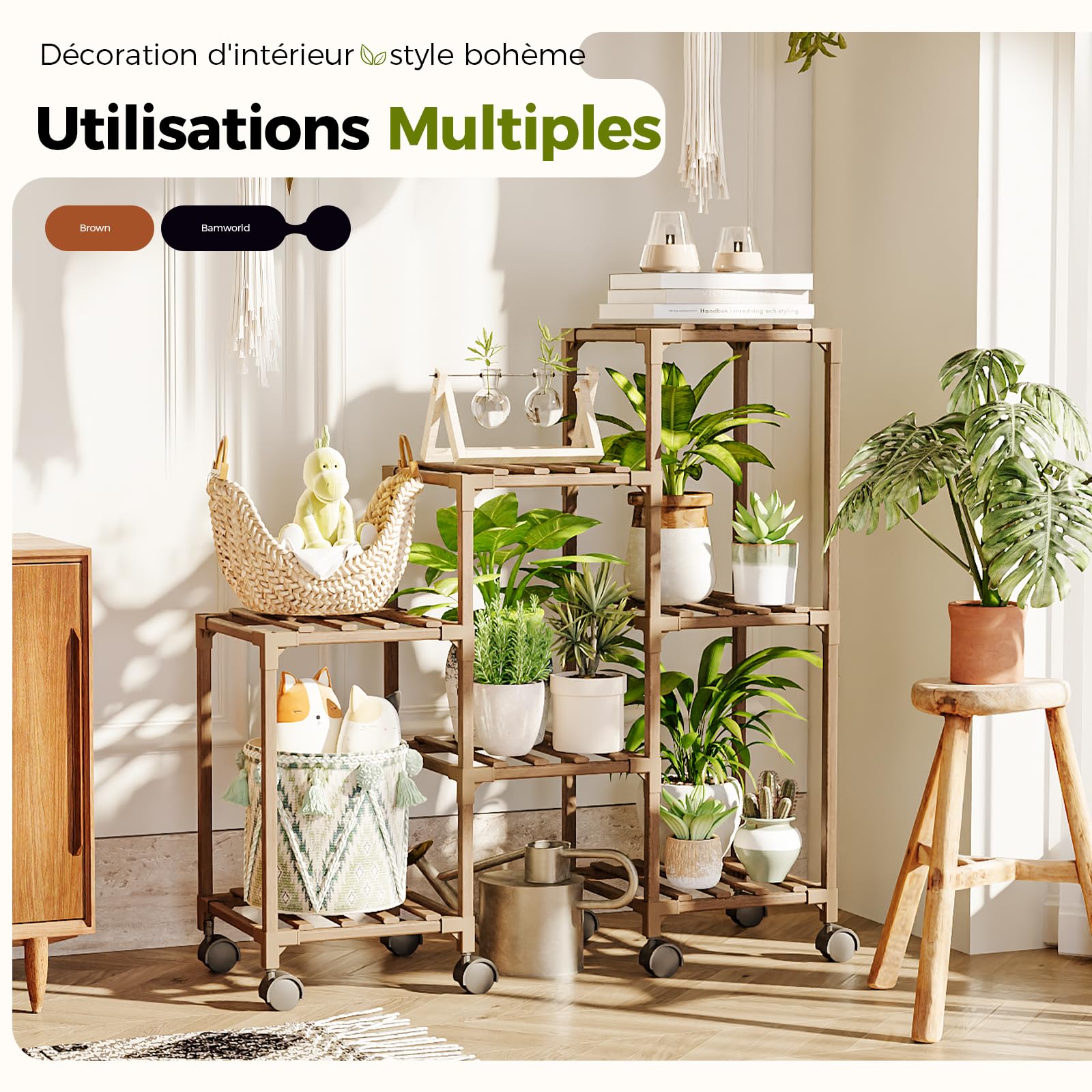 Porte - Plantes Porte - Plantes Métal Floral Chariot, Support De Plante Extérieur En Métal Robuste Table De