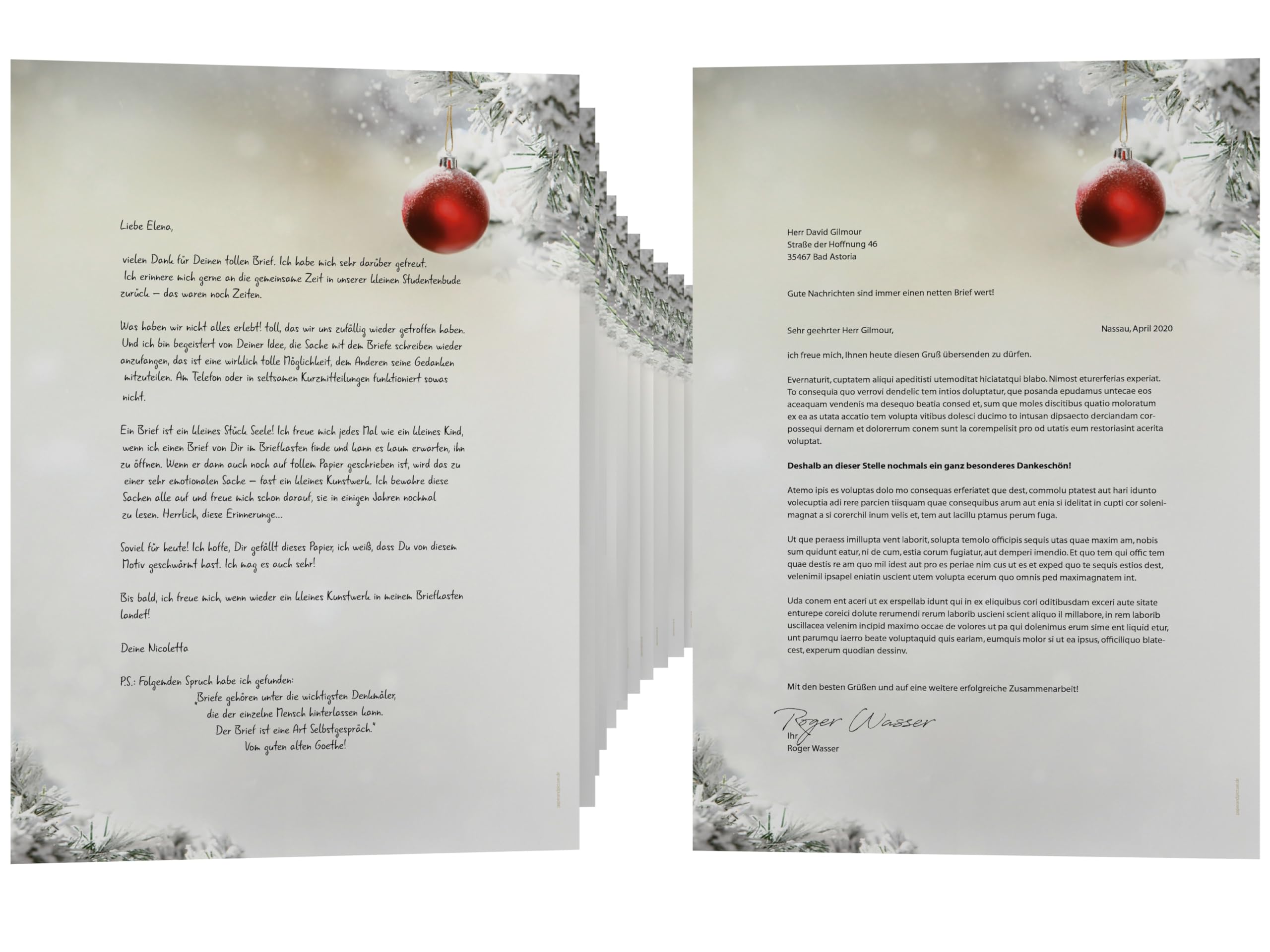 Weihnachtsbriefpapier mit Umschlag 1000-tlg. | Stille Nacht | 500 Blatt Briefpapier A4 + 500 Kuverts MIT FENSTER DIN LANG | Briefpapier Set