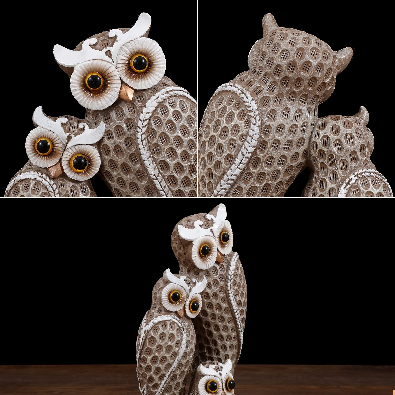 Amazon.co.jp: かわいい3匹のフクロウの置物 室内装飾 FriyGardcn