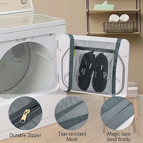 Miniatura 3 de Bolsa seca para zapatos, 3 unidades, 16 x 16 pulgadas, bolsa de red para secadores de puertas redondas, bolsas grandes de malla HoneyComber con