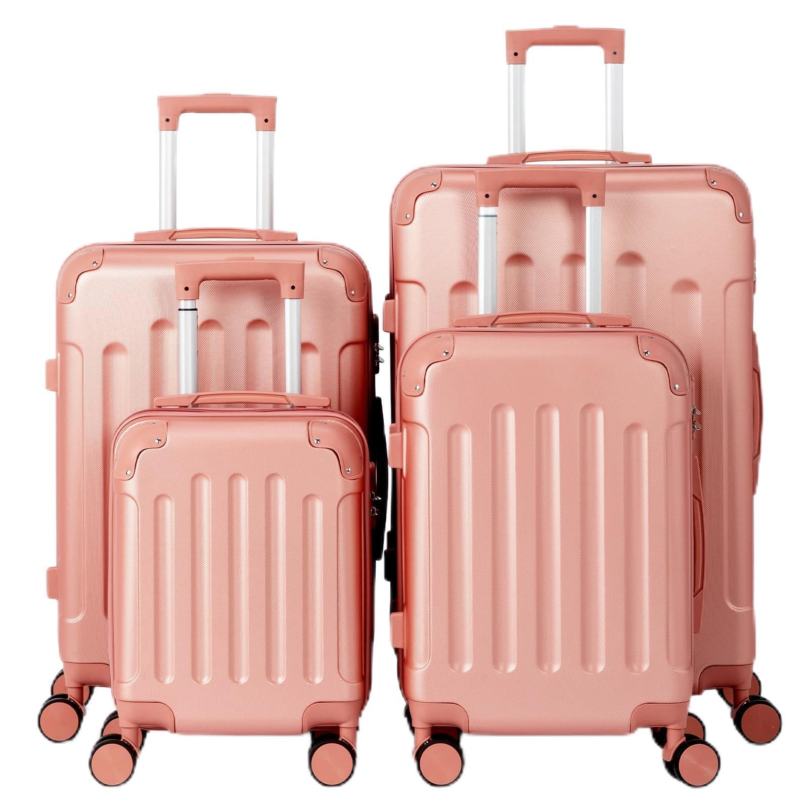 LEADZM Kofferset 4 teilig, Reisekoffer Set, Koffer Set Hartschalen-Trolley aus ABS mit Teleskopgriff, Handgepäck