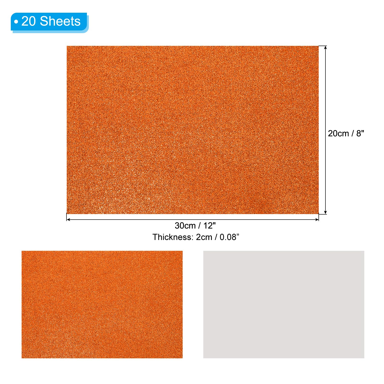 PATIKIL Orange Shiny EVA Glitter Foam Sheet 11 x 8 Inch 2mm Thick Sparkle EVA Glitter Felt for Crafts DIY Project 20 Pcs - Image 2