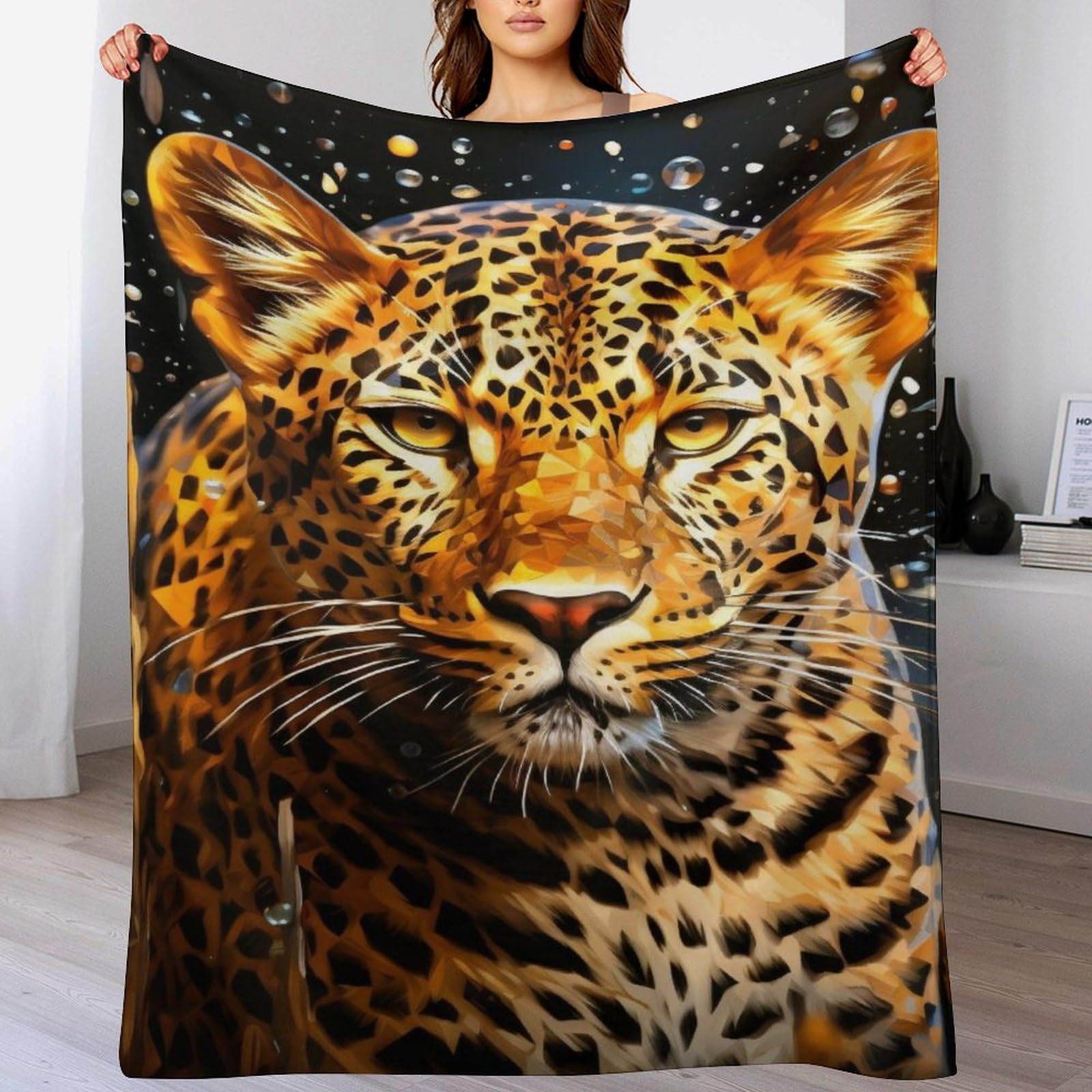 Manta de forro polar de franela de leopardo manta de sofa colcha suave calida 100x130