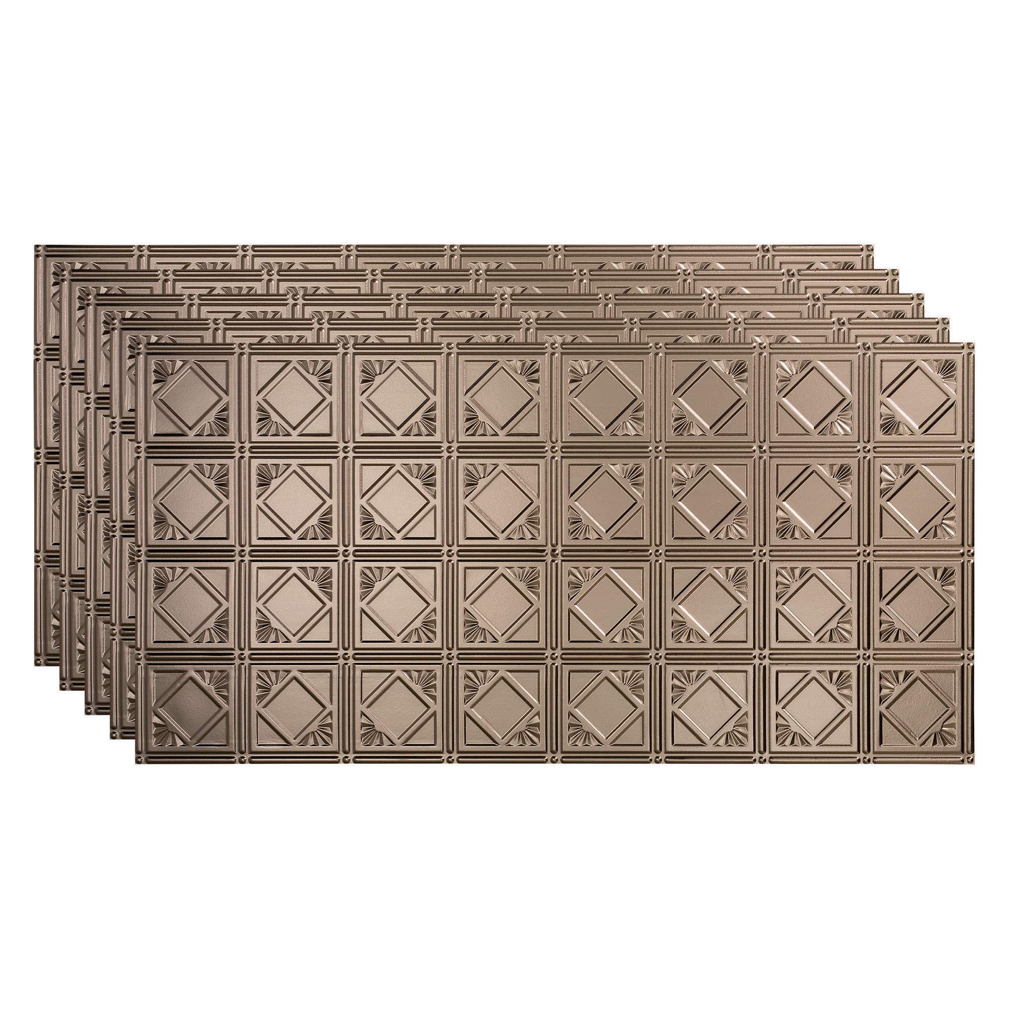 FASÄDE Traditional Style/Pattern 4 Decorative Vinyl 2ft x 4ft Glue Up Ceiling Panel in Brushed Nickel (5 Pack)