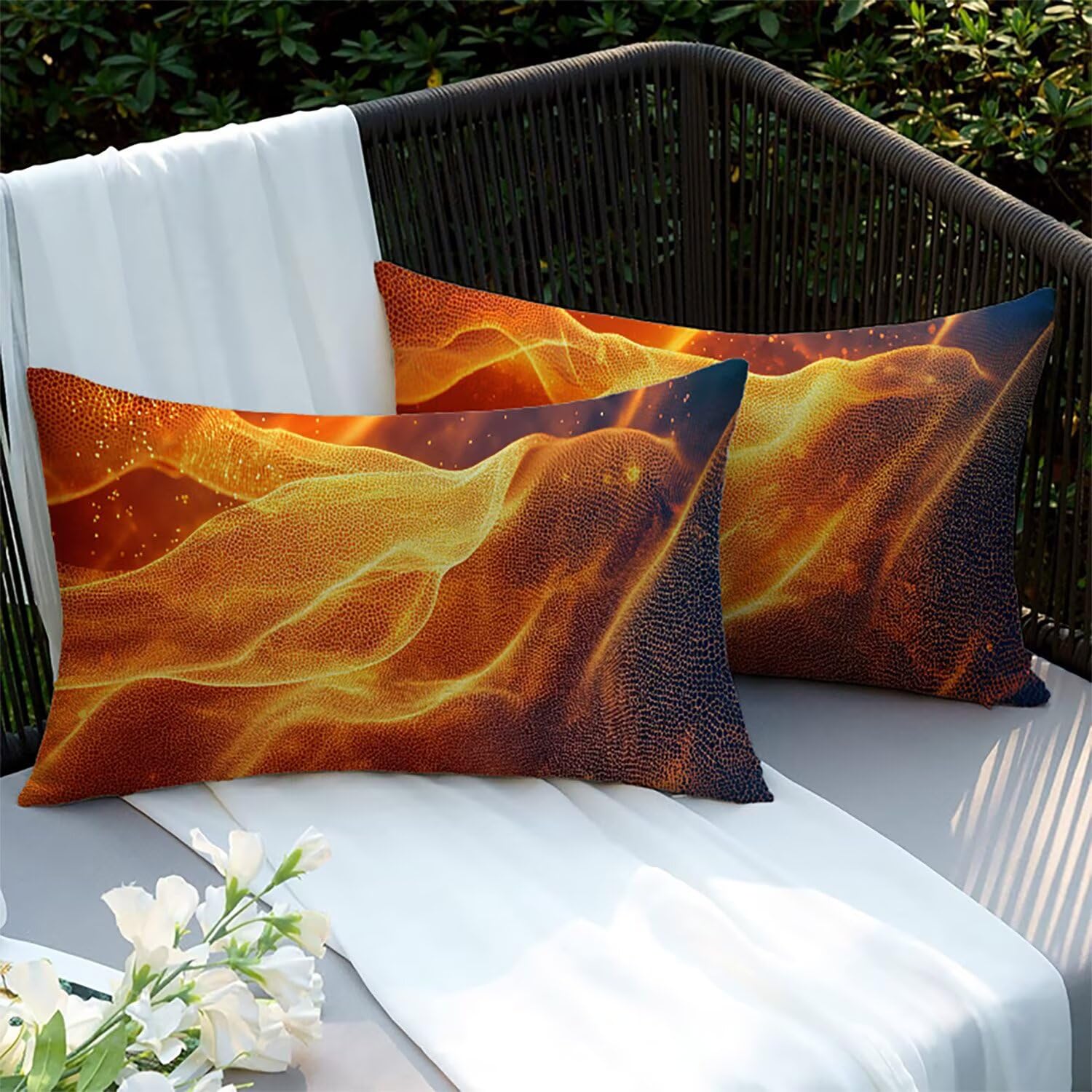 Housses de coussins lin 70x40cm lot de 2 imperméables couleur or double face Xlccaioo