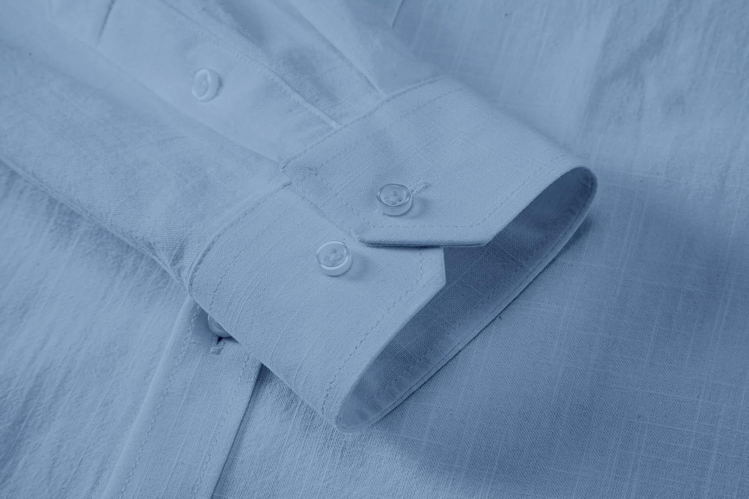 Mens Linen Band Collar Beach Shirts Casual Button Down Solid Plain Long Sleeve Hawaiian Shirts - Image 6