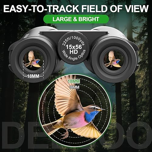 Vista 3 de Binoculares de 15 x 56 para adultos de alta potencia, prismáticos deesoo de fácil enfoque con visión clara de poca luz, prisma BAK4 binocular