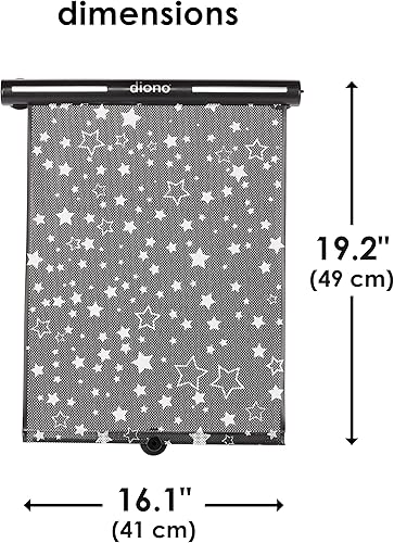 Miniatura 9 de Diono Parasol retráctil para ventana de automóvil de noche estrellada para bebé, para bloquear el deslumbramiento solar, rayos UV con estrellas que