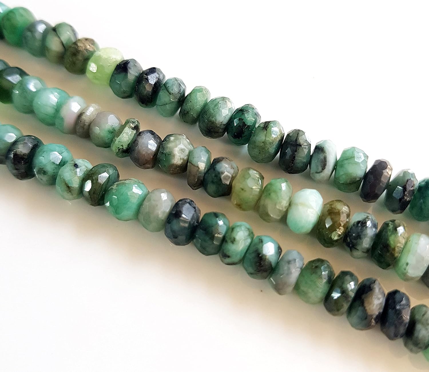 Natural Emerald Gemstone Beads | Roundels Shape Beads | 8 Inch Size - 5-8 MM Approx. | Precious Gemstone Emerald Bead for Jewelry Making [Beads 622]