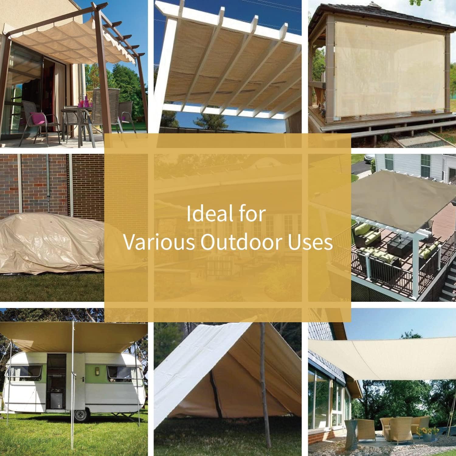 GUARD SHIELD Telone impermeabile beige/cachi 4 m x 6 m, telo di copertura 120 g/m², per protezione UV multiuso con occhielli rinforzati