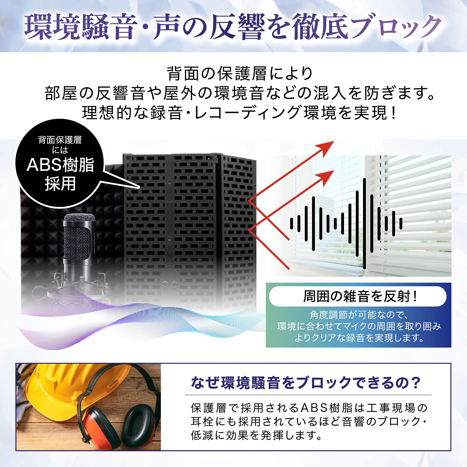 リフレクションフィルター＋専用スタンド 吸音研究所 Neewer NW002 リフレクションフィルター マイク 録音 防音 吸音材 5つ折り 三脚 卓上