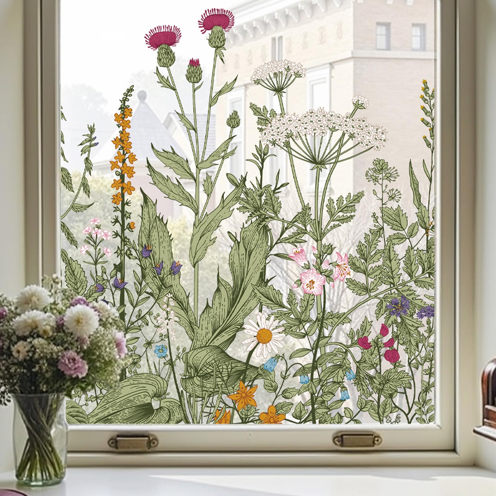 statische raamfolie wilde bloemen 67,5cm