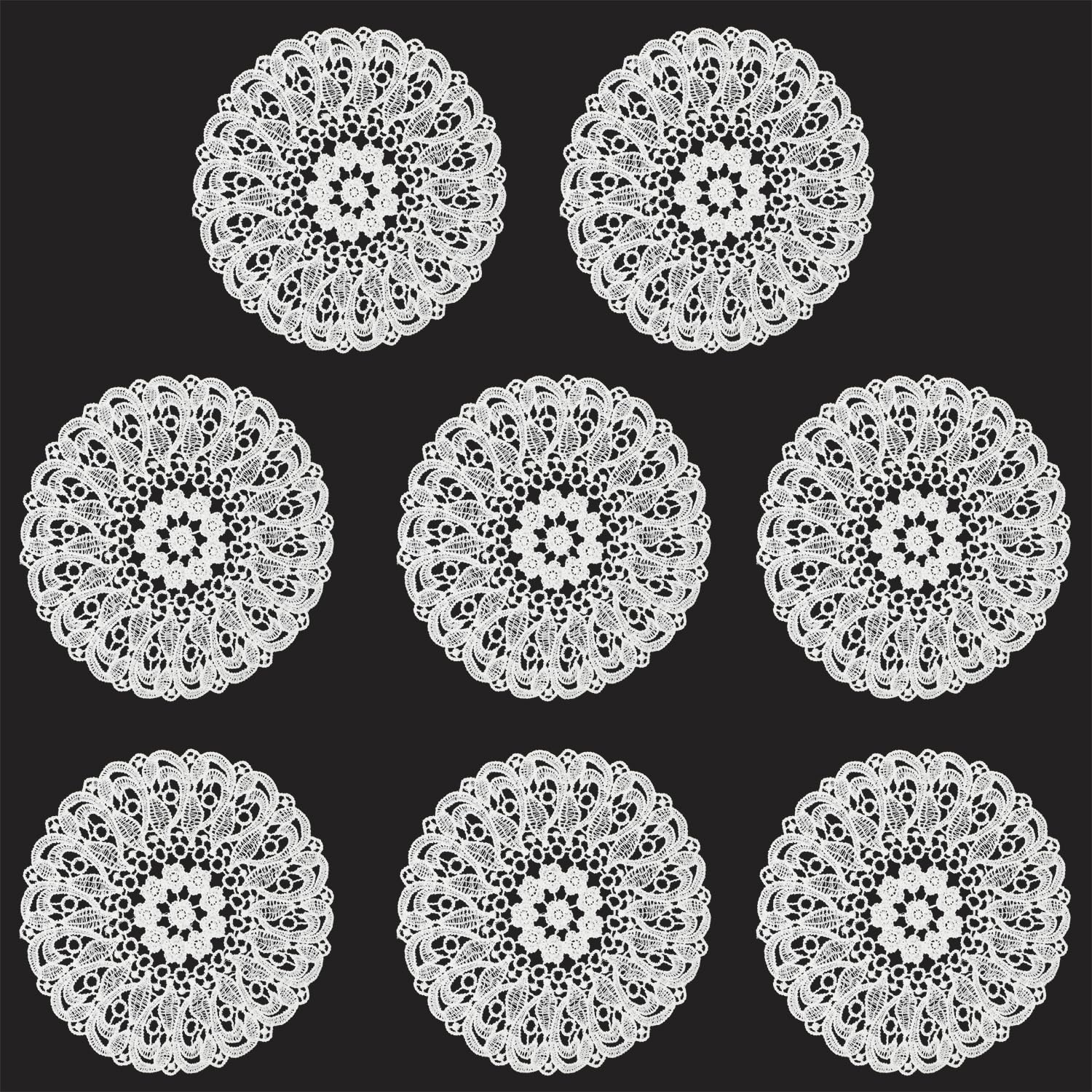 8 Pieces Doilies 8 Inch Crochet Round Lace Doily Handmade Placemats Crocheted Coasters, White Astilbe