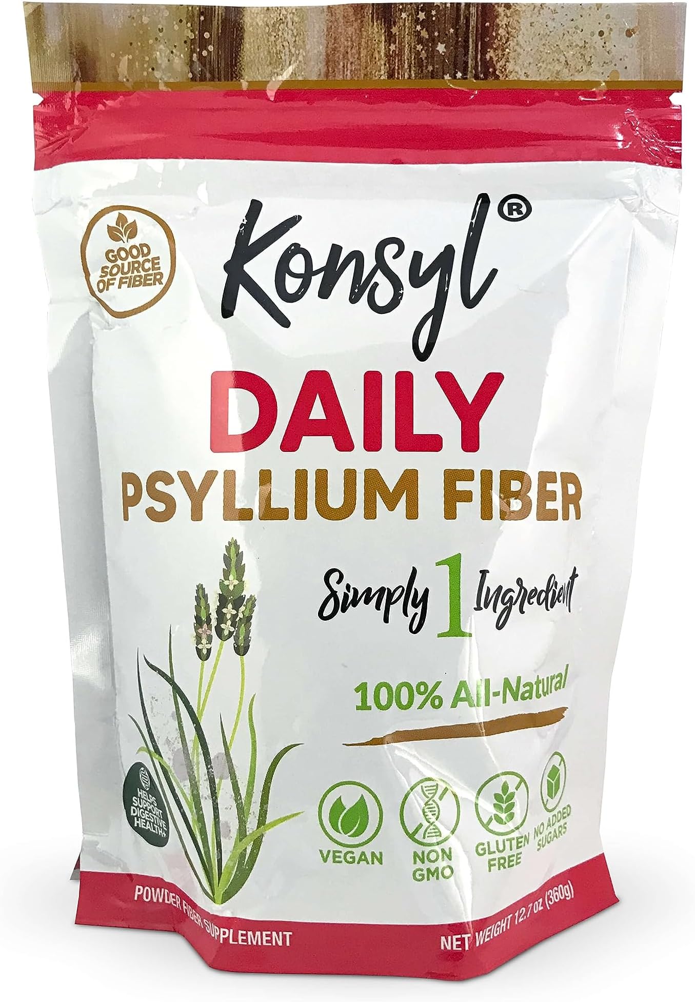 Konsyl Daily Psyllium Fiber 360g / 12.7oz NonGMO, Vegan
