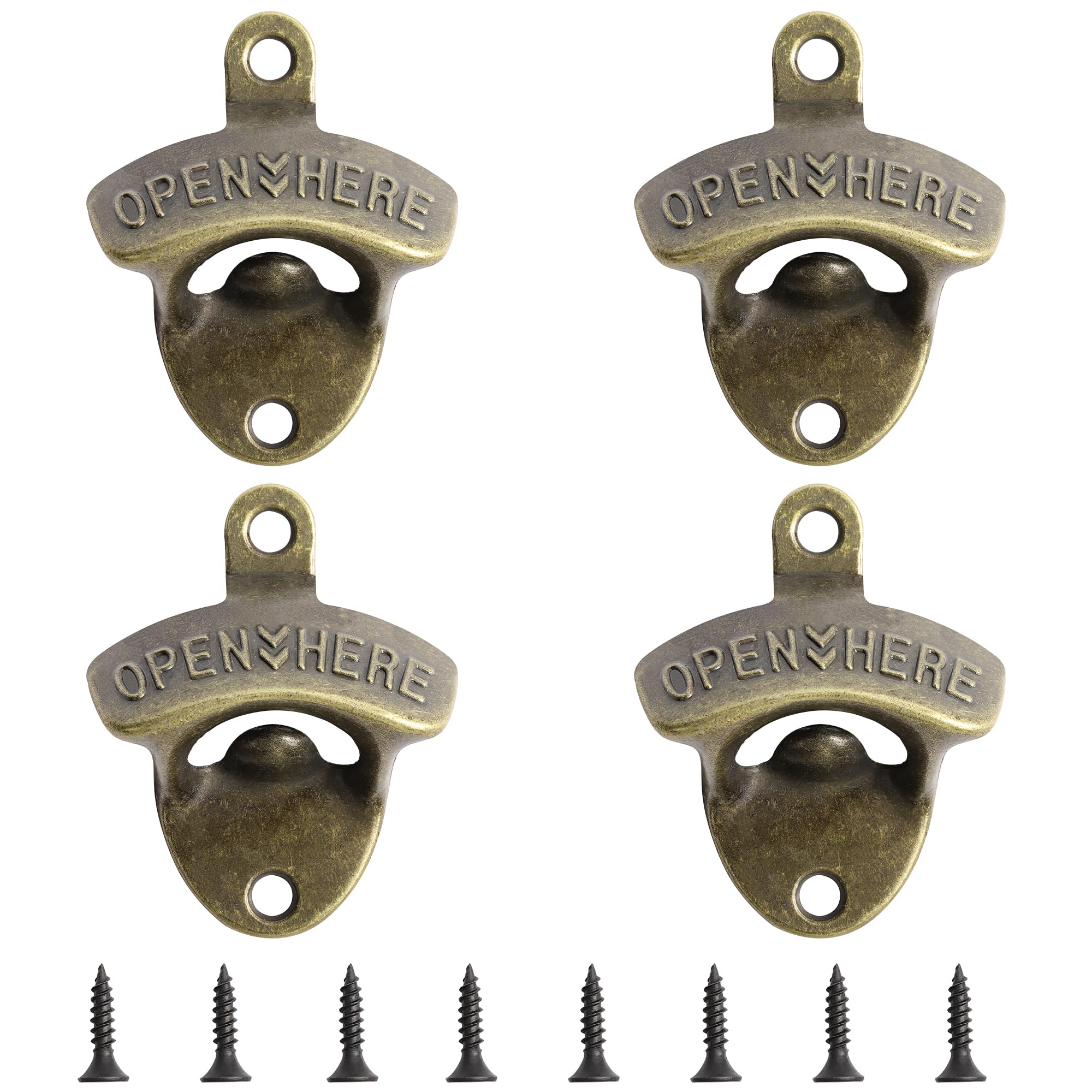 4PCS Cast Iron Wall Mounted Bottle Opener Vintage Rustic