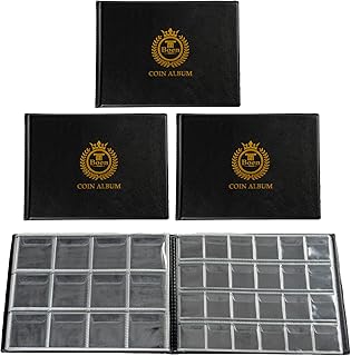 Boen Coin Collection Book 540 Pockets 3 Coin Collection Book. Each Coin Album Has 2 Coin Pockets of Different Sizes (45x42mm & 30x27mm) for Coin Collection.