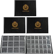 Boen Coin Collection Book 540 Pockets 3 Coin Collection Book. Each Coin Album Has 2 Coin Pockets of Different Sizes (45x42mm & 30x27mm) for Coin Collection.