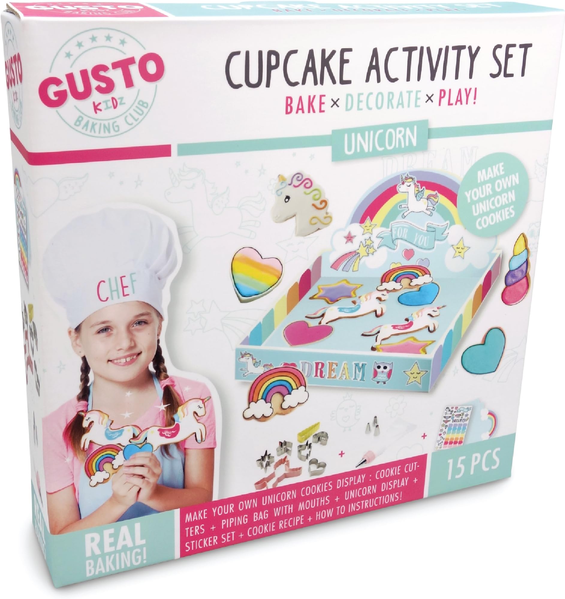 Childrens Unicorn Baking Set,with Unicorn Cookie Cutters, Piping Bag,Nozzles, Unicorn Craft Activity & more! Baking Set for Girls/Children Real Baking Sets for Teenagers. Unicorn Gifts for Girls 11-12